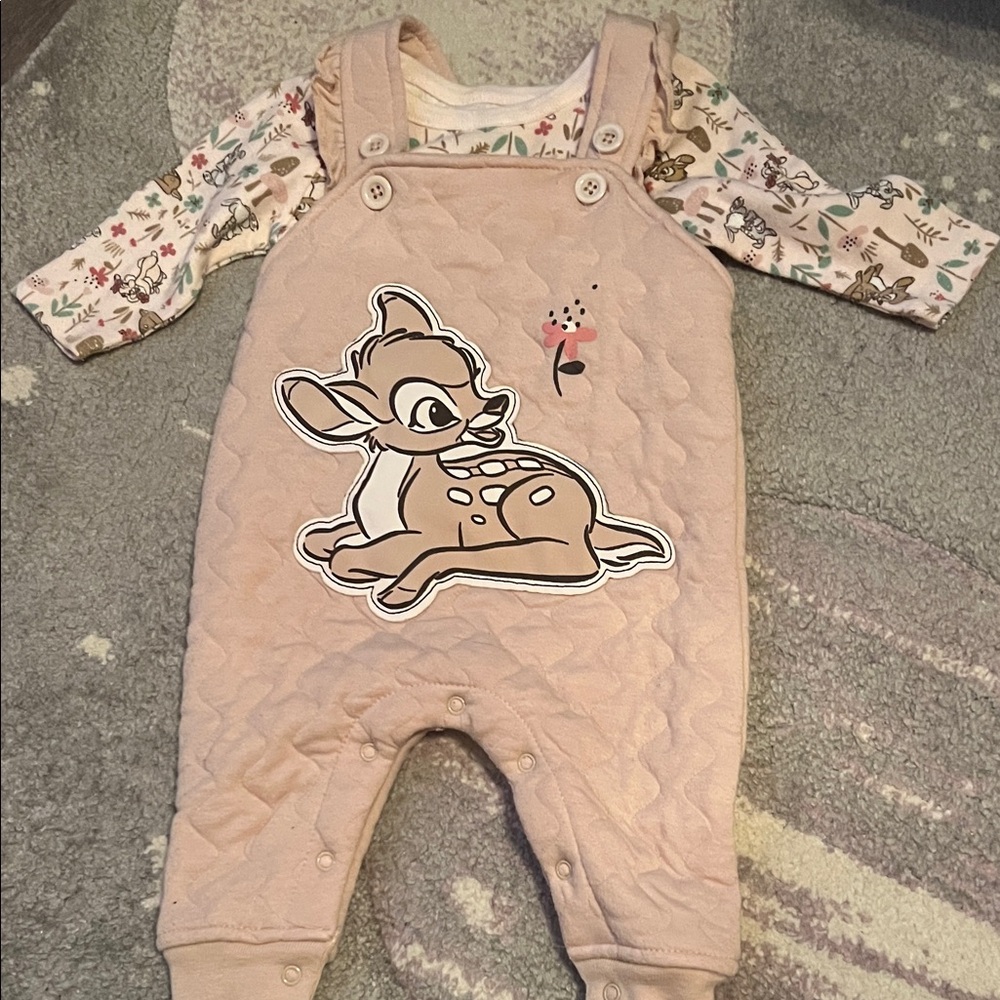 Disney Pink Bambi Quilted Romper Set
